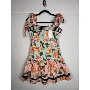 Agua Bendita Joaquina Floral Mini Dress Size Small Tie Strap Latin Resort NWT